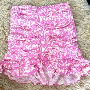 ISABEL MARANT PRINTED SILK MILENDI RUCHED SKIRT